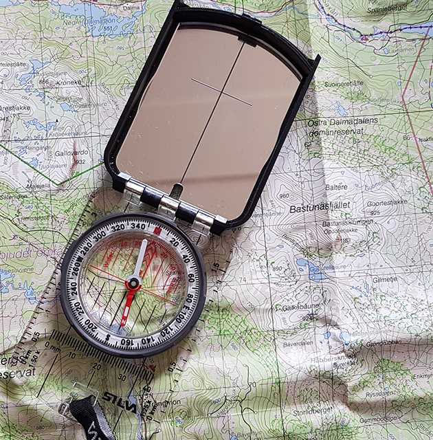 Mountain map and compass