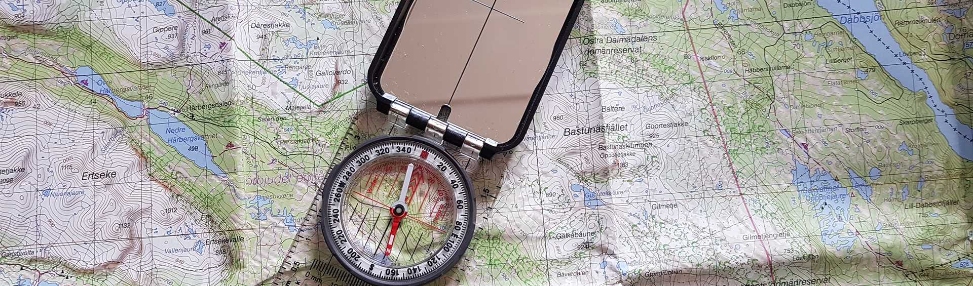 Mountain map and compass